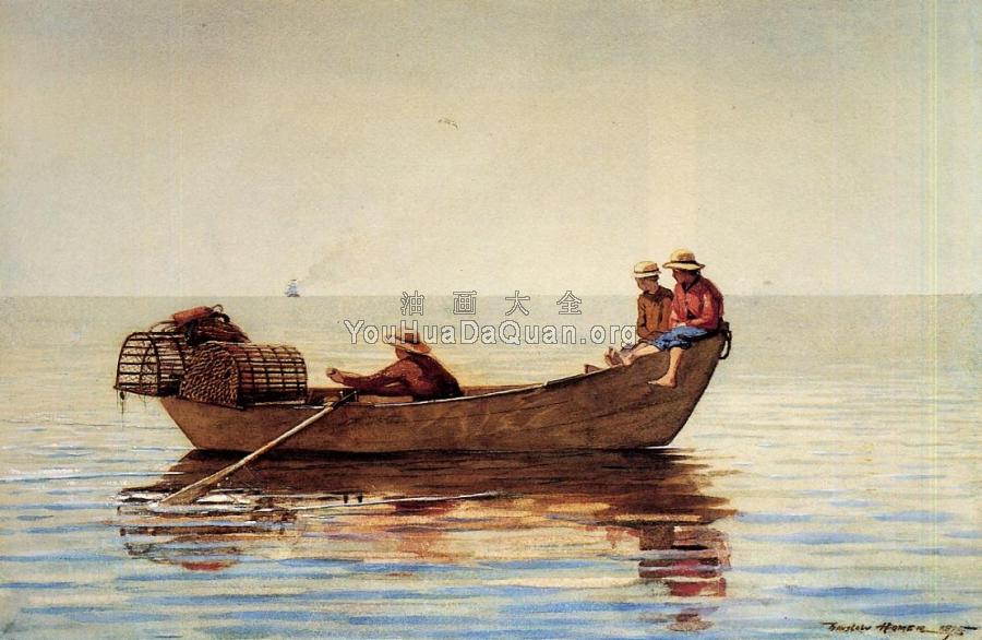 Three Boys in a Dory with Lobster Pots - 温斯洛·荷默